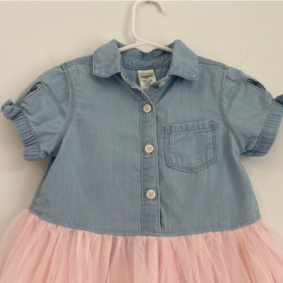 OshKosh B'gosh Denim & Pink Tulle Dress, Toddler Girl Size 2T - Picture 3 of 5